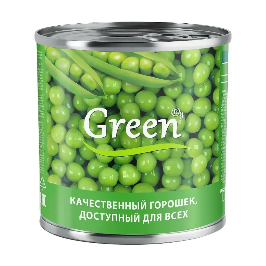 Горошек зеленый "GREEN", банка 425 мл